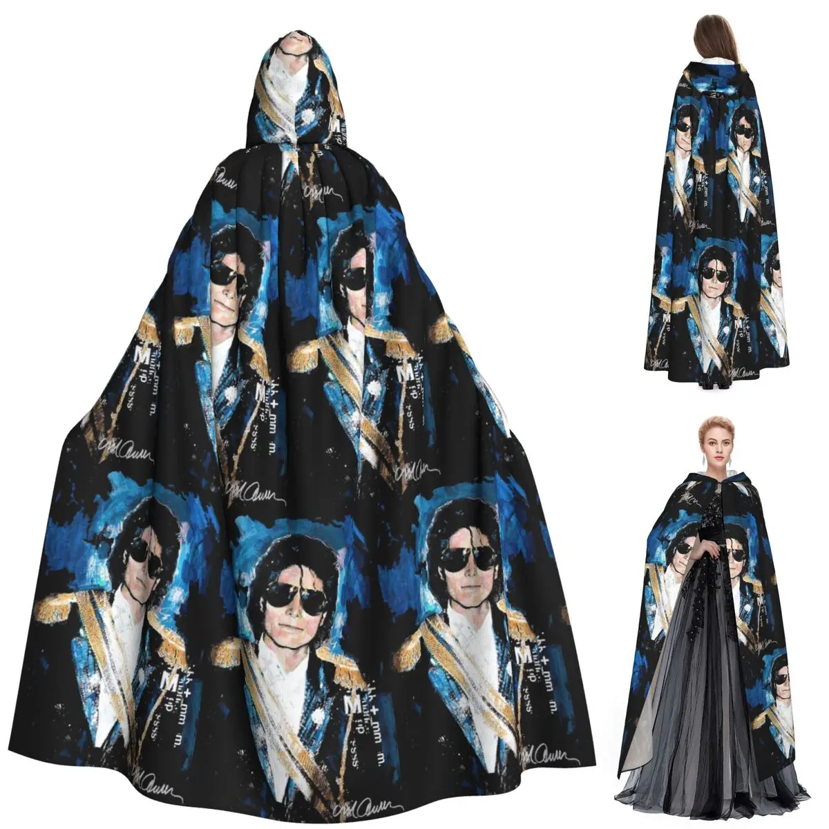 Michael 1984 Grammys Jackson Pop Art retrato capa larga con capucha bruja disfraz Medieval capa de Cosplay Halloween vampiro adulto