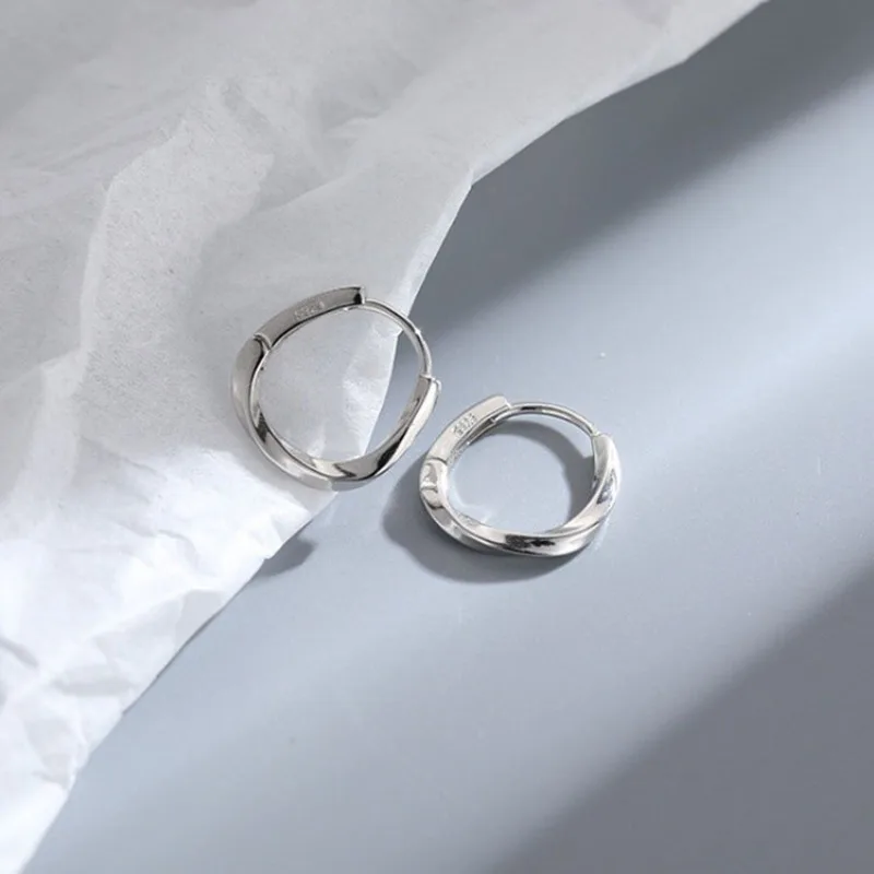 Women's Simple 925 Sterling Silver Round Earrings, Trendy Circle Hoops