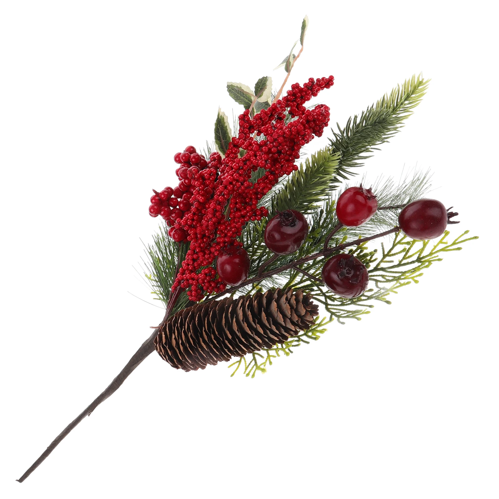 

1 Bunch Artificial Berry Stems Realistic Pine Branch Christmas Decor for Tree Vase Filler Festival Decoration Simulated Berries