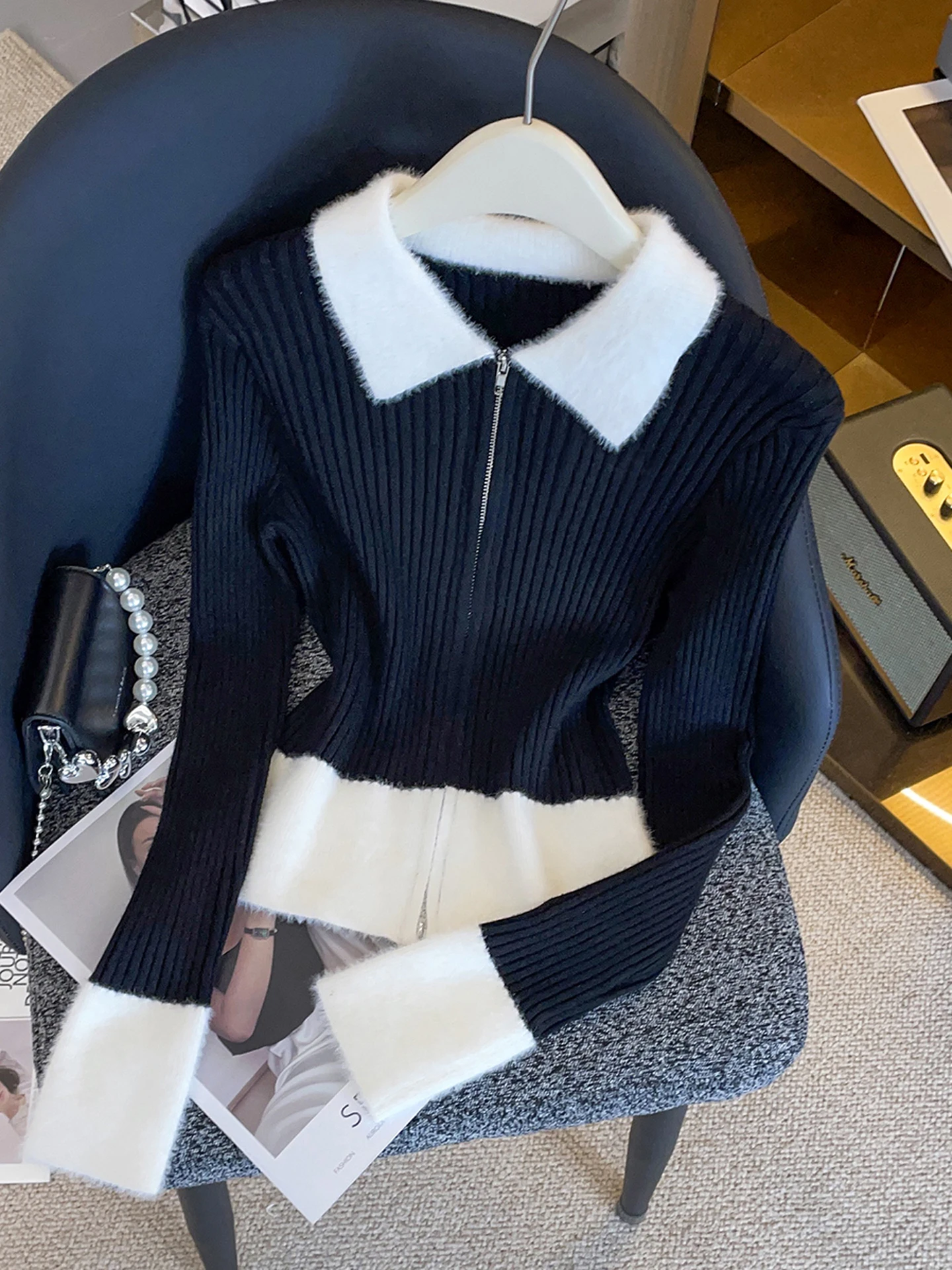 

High-End Women's Knitted Cardigan Sweater Coat Turn-down Collar College Sle Autumn Winter Faion Commute Simple Regular Fit