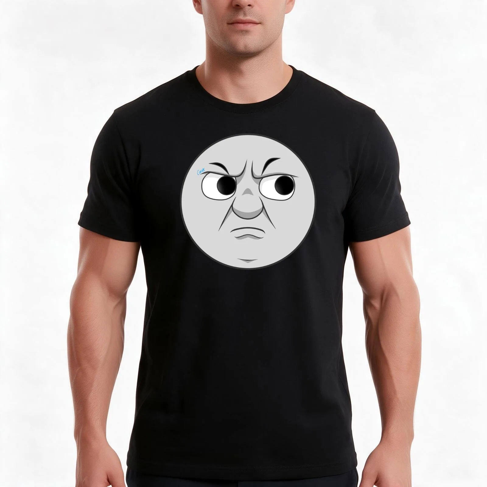 Percy (grumpy face) T-Shirt, Summer Casual Cotton Tee, Oversized Streetwear Tops, Vintage Graphic Print, Loose Fit Short Sleeve