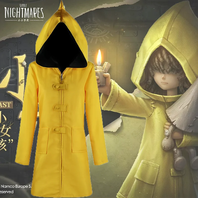 Horror Games Little Nightmares Six Cosplay Costume Yellow Hooded Jacket Raincoat Coat Uniform Set Halloween Party Suit Women Men