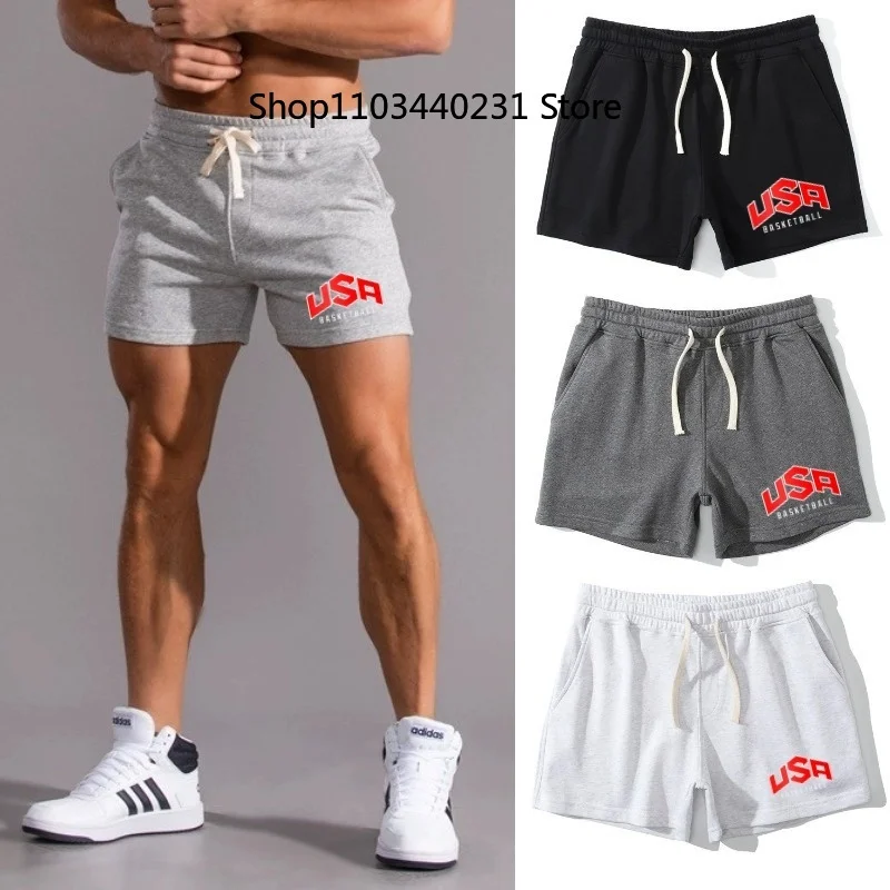 Summer Men Casual American Shorts Running Side Pockets Outdoor Fashion Fitness Jogging Beach Leisure Shorts 3 Points Pants M-3XL