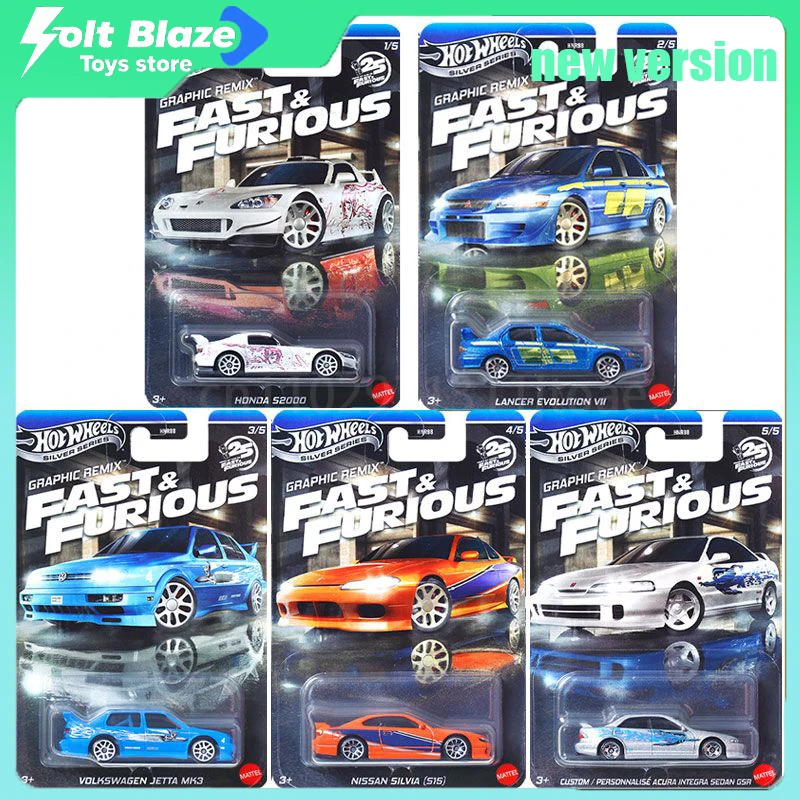 

Hot Wheels 2025 HNR88 Silver Series Графический Remix Форсаж Модели автомобилей 1/64 Honda S2000 Nissan Volkswagen Автомобили Подарок для мальчика
