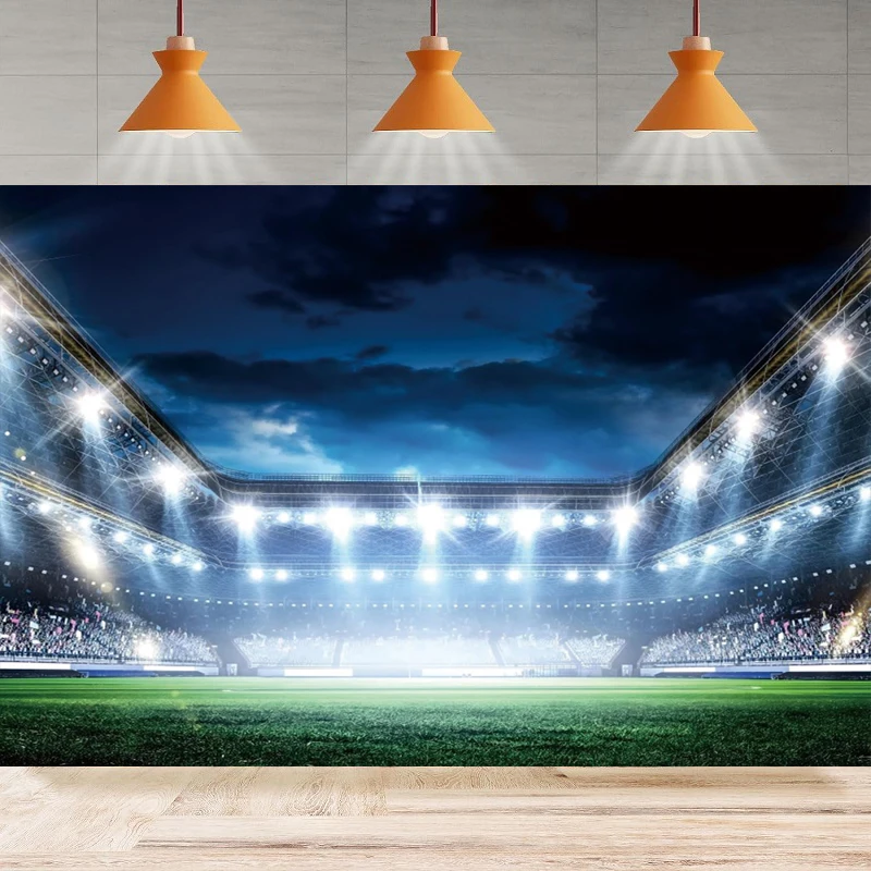 

Football Field Photography Backdrop Auditorium Light Sports Background Soccer Bowl Night Spotlight Party Backdrop Wall Banner