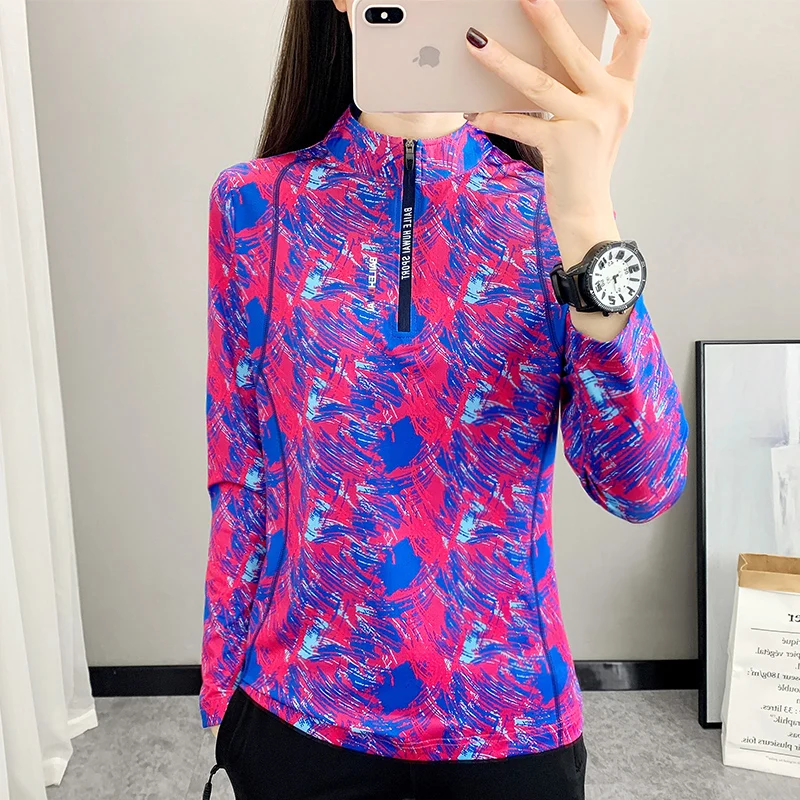 Women's T-shirt Ice Silk Breathable Quick Dry Soft Fashion Sports Leisure T-shirt Female Hiking Camping Athletic Blouses Print