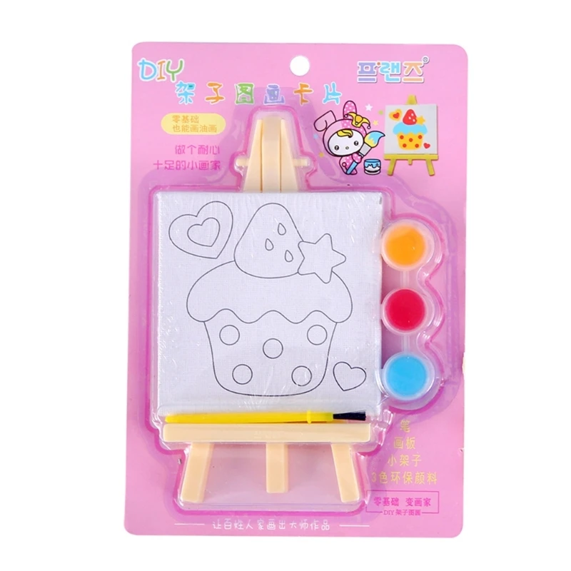 Children DIY Painting Shelf Cute Mini Oil Painting Board Graffiti Hand Drawing Bracket Toy Set for Kindergarten Kids E65D