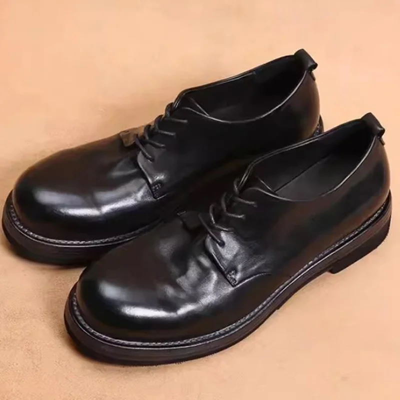 

Horseleather Shoes Men's Handmade Derby Formal Shoes Soft Genuine Leather Round-toe Business Casual Shoes For Men Work Shoes