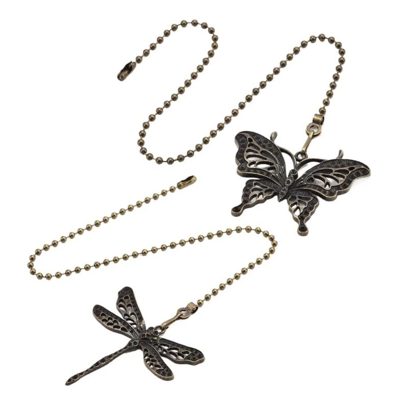 2pieces Dragonflies พัดลมพัดลมดึงโซ่เครื่องประดับสำหรับพื้นที่รับประทานอาหาร