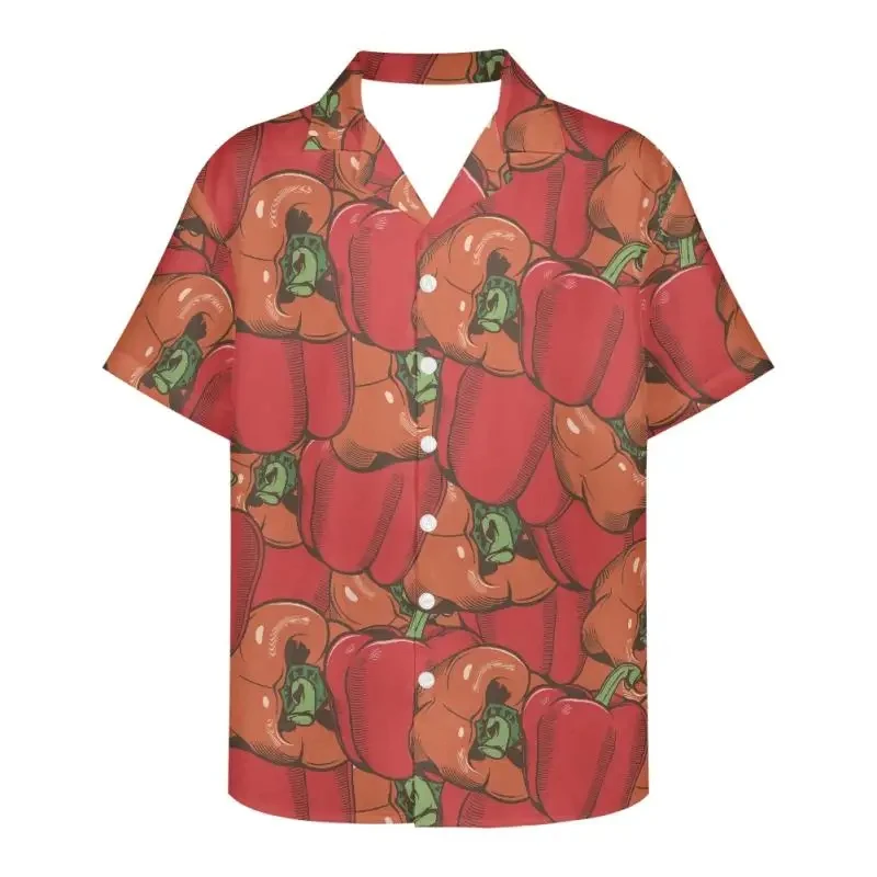 Tomato Shirt For Men 3d Fruits Printed Short Sleeve Male Shirt Lapel Button Men's Clothing Casual Fashion Tops Oversized Tshirt