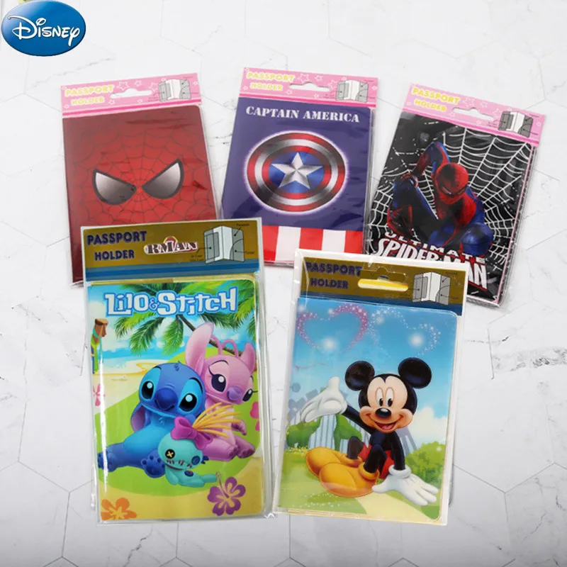 Disney Stitch Spiderman Travel Passport Cover Fashion PU Card Holder Cartoon ID Card Case Boys Girl Ticket Passport Case Gifts