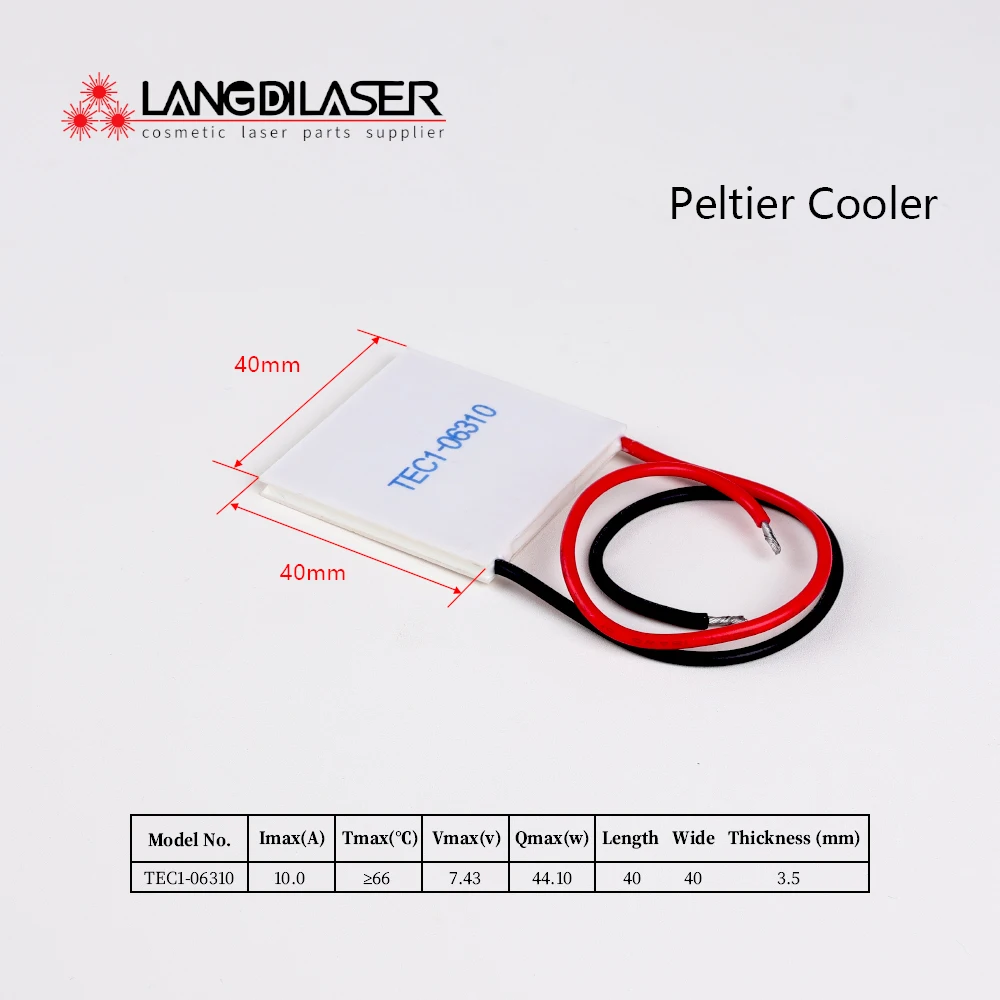 Cooling Peltier For Laser Handpiece/ Model Code : TEC1-06310  / Size : 40*40*3.5mm