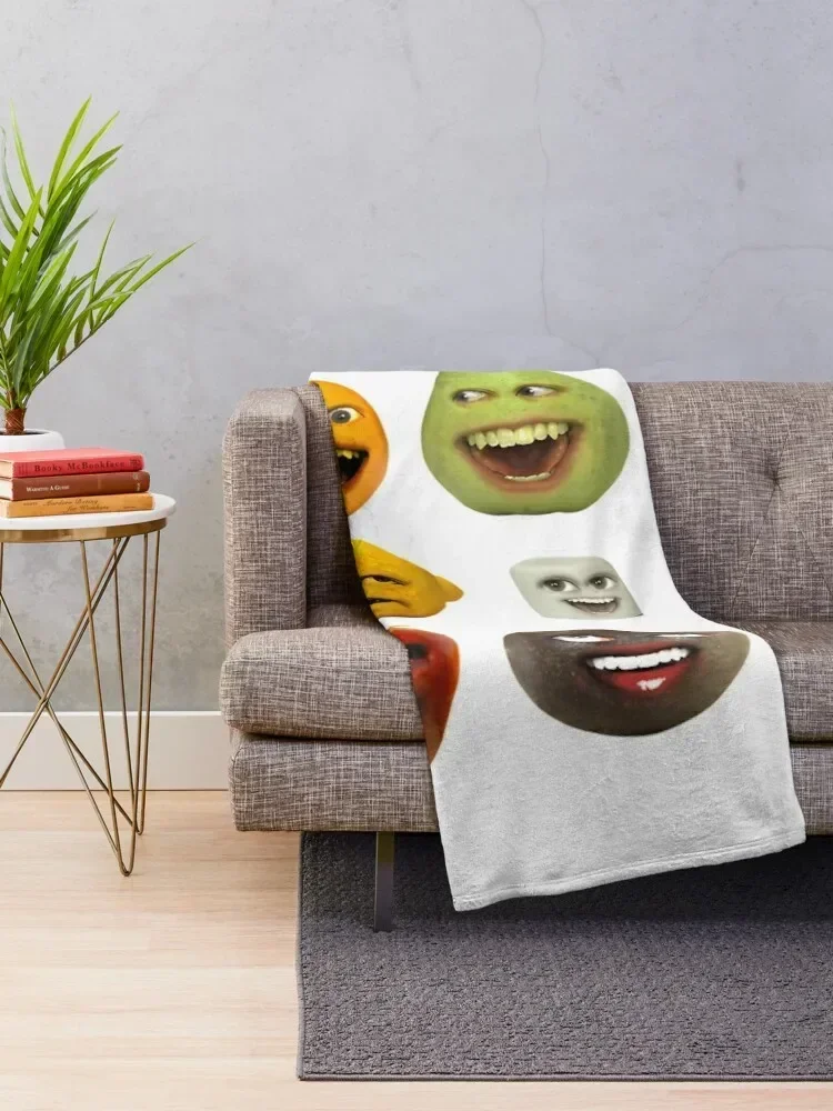 Annoying Orange And Characters Throw Blanket Soft Plaid Blankets For Bed Luxury Brand Thins Blankets