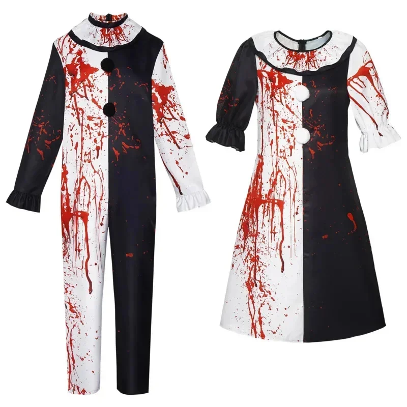 

Terrifier Art Clown Cosplay Costume Men Jumpsuit Women Role Play Fancy Dress Bloodstain Uniform Halloween Clothes Carnival Party