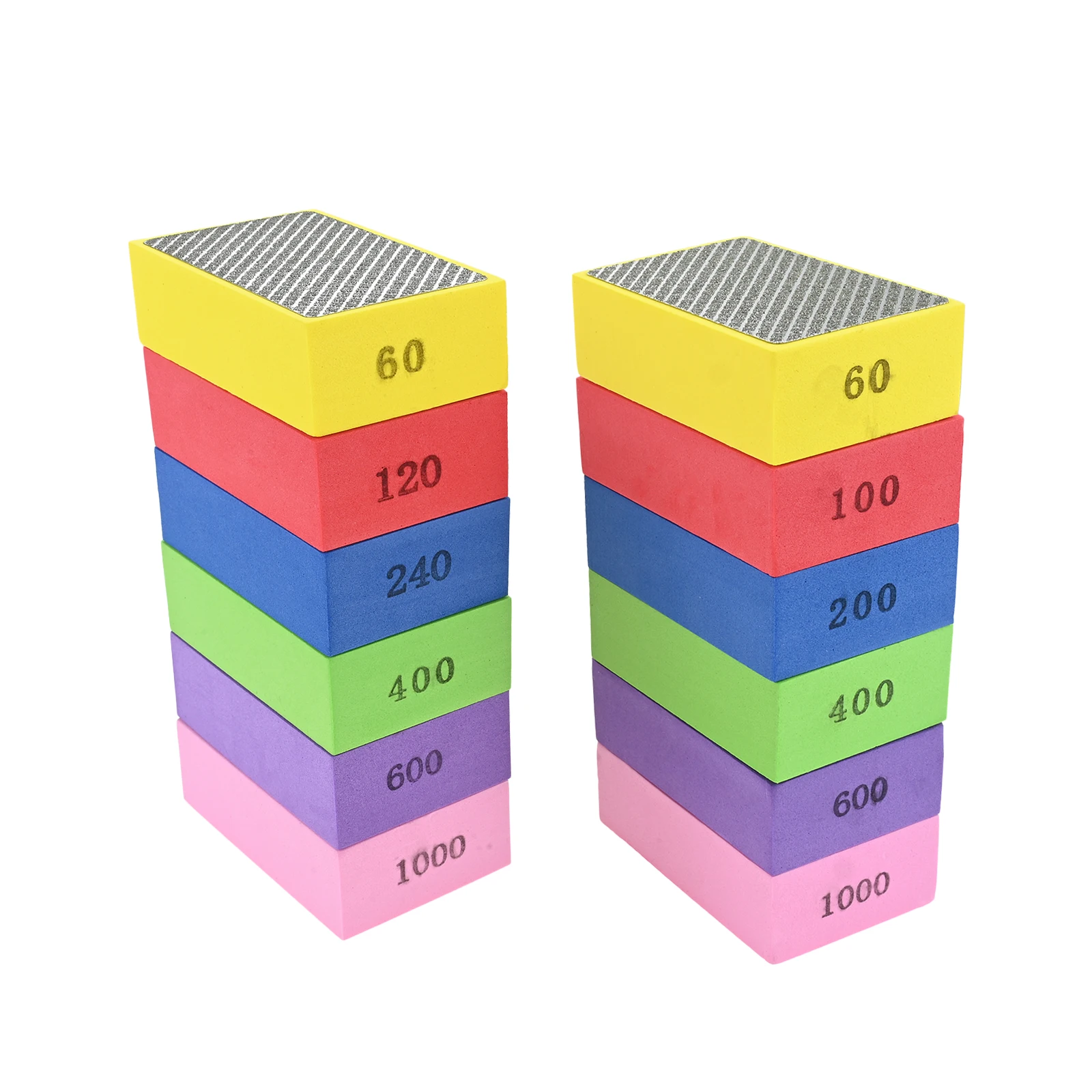 

6 шт. алмазная ручная полировальная подушечка для влажной и сухой алмазной шлифовки, зернистость 60-1000, шлифовальный блок для керамической плитки, стекла, мрамора, шлифования