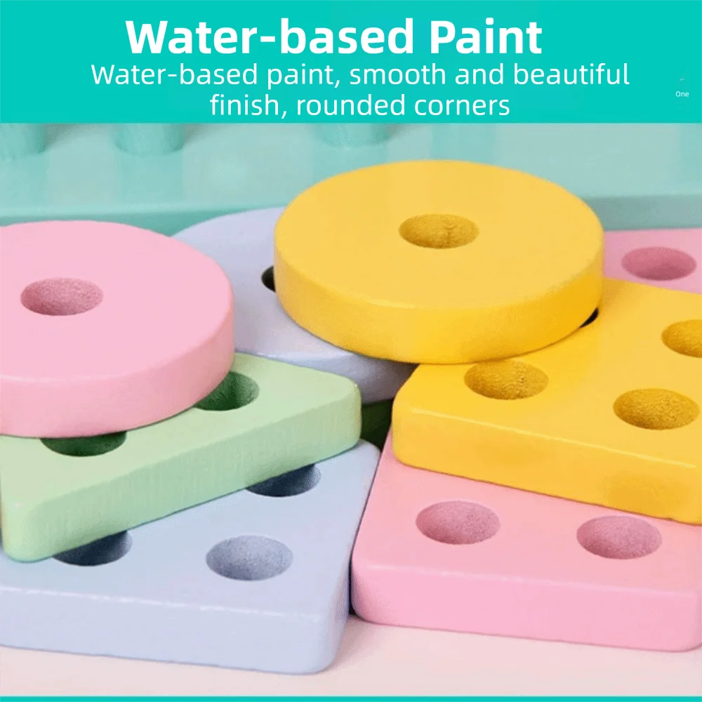 Colorful Sorting and Stacking Wooden Educational Recognition Shape Sorter Shape Matching Cognitive Development Learning Puzzle