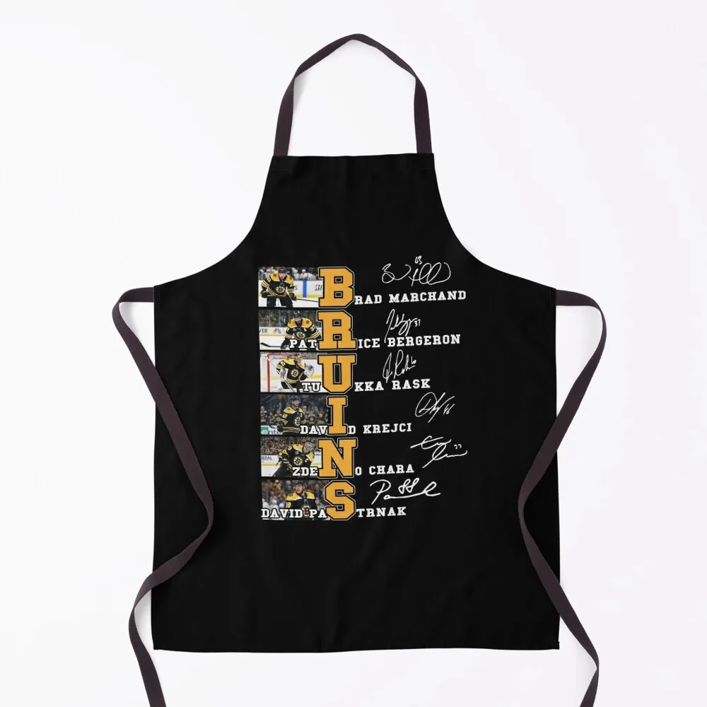 

Prémíúm Brúíns Brad Marchand Rice Bergeron Tuukka 2 Apron Children'S esthetician Goods For Home And Kitchen Apron