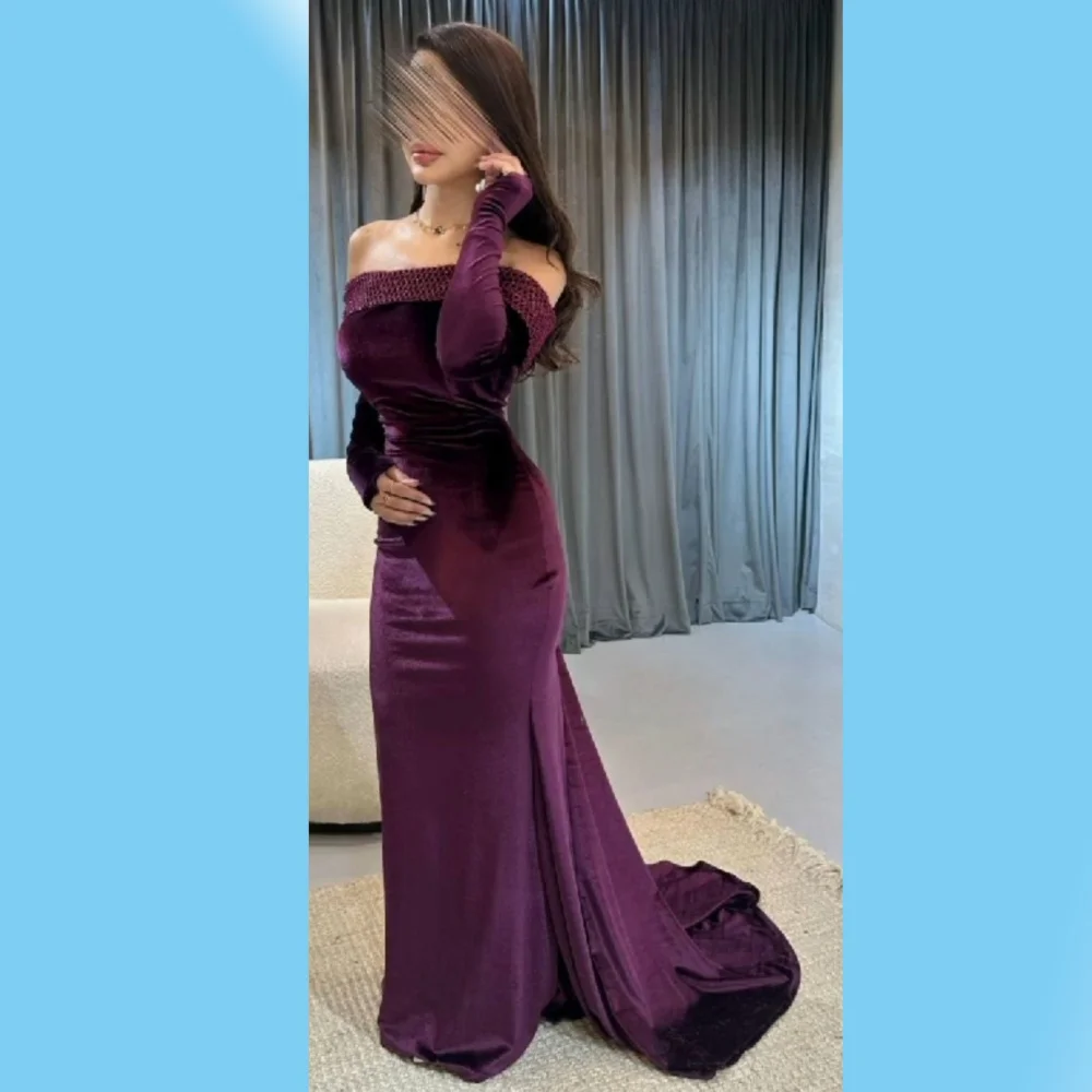 Abito da sera con volant squisito personalizzato Abito da ballo con volant a sirena affascinante Elegante abito da festa a mezza manica فساتelerimavera3). ف199