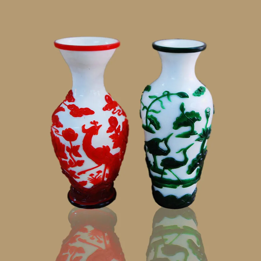 Glazed precious color glaze engraved vase, high-quality glazed