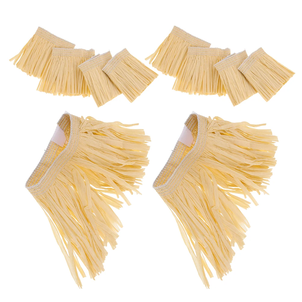 

2 set Skirts for Women Men Raffia Tassel Costume Party Outfit Summer Luau Dresses Stage Performance Lightweight