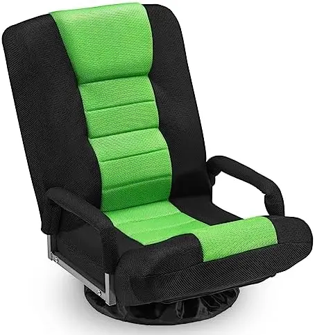 

Swivel Floor Gaming Chair w/Armrests, Folding Video Reclining Sofa w/6 Adjustable Position, Padded Backrest & Cushion, Lazy