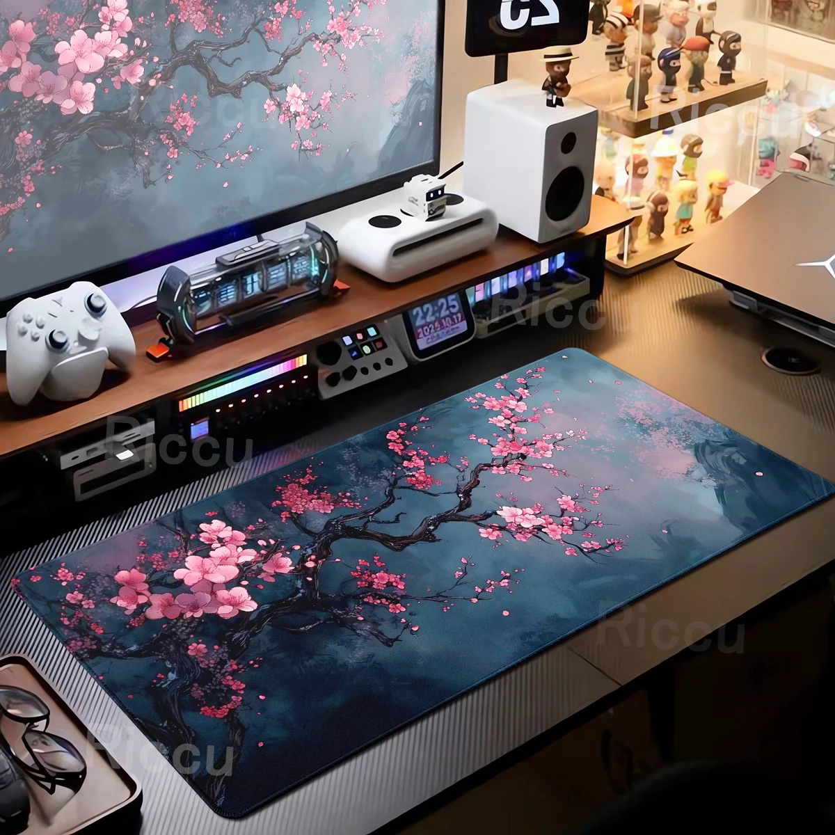 Nacht Kirschblüte Landschaft Mauspad Spiel Gummi Lange Tisch Matte Nicht-slip Home Office Dekorative Schreibtisch Matte Computer Zubehör