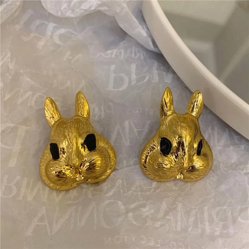 

XIALUOKE Vintage Hyperbole Geometric Metal Animal Rabbit Earrings For Womens Personality Jewelry Accessories