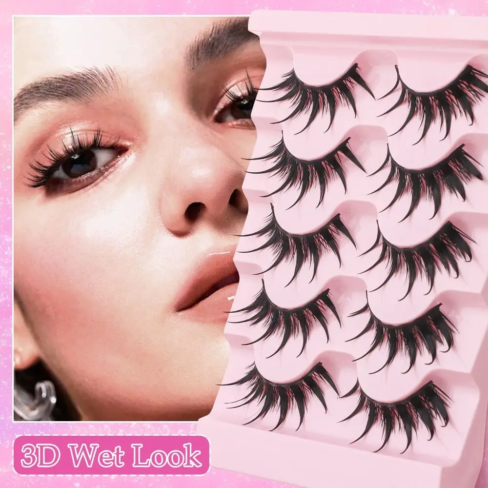 Wispy fofo cílios postiços grossos longos feitos à mão artesanato 3d falso vison cílios reutilizáveis banda macia tailandês cílios molhados