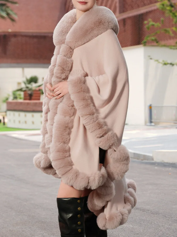 ZMEENNA femmes élégant fausse fourrure Cape hiver blanc châle Poncho veste Chic en peluche vêtements d'extérieur chaud surdimensionné Wrap ZM3736