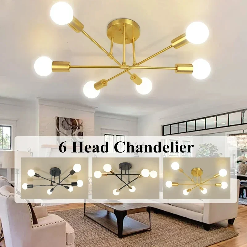 

Современная потолочная люстра в скандинавском стиле E27, минимализм, гостиная, магазин, освещение E27, железная подвесная лампа в помещении