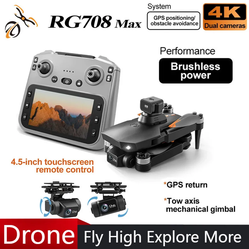 RG708 MAX Professional 4K Drone HD Camera Aerial FPV GPS Brushless Avoiding Obstacle Large Screen Remote Control Folding Drone