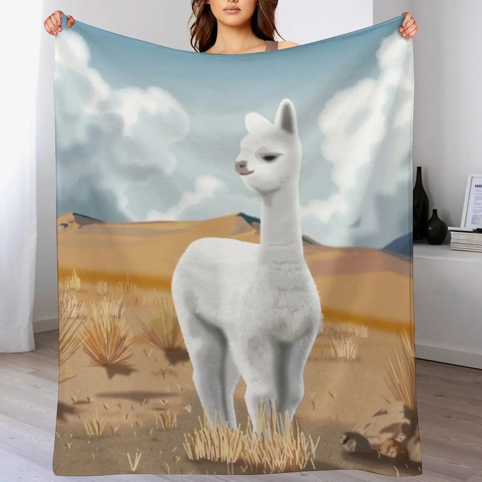 

BABY ALPACA Peruvian Andes Throw Blanket Weighted Soft Plush Plaid Designers Polar Blankets