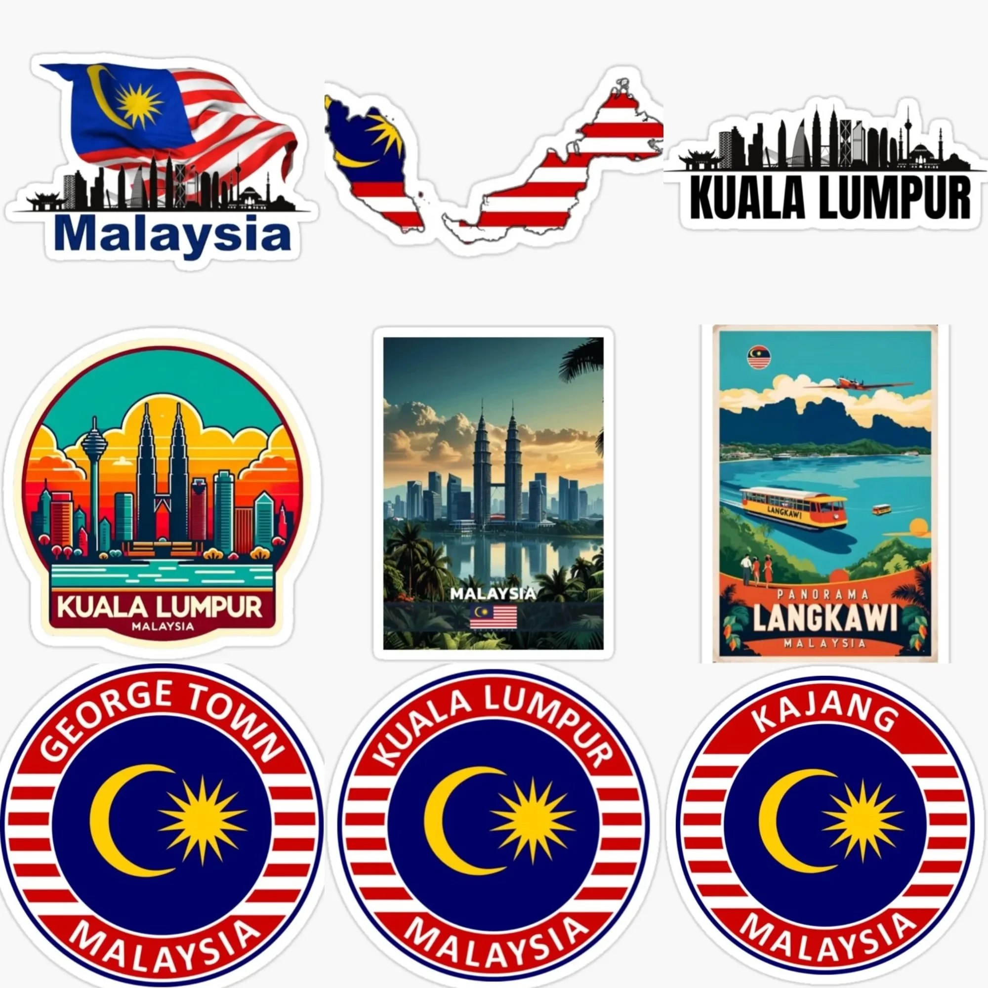 

Malaysia Flag Map Emblem Scenery Creative PVC Sticker for Decorate Car Bicycle Truck Helmet Window Wall Table Decal Accessorie