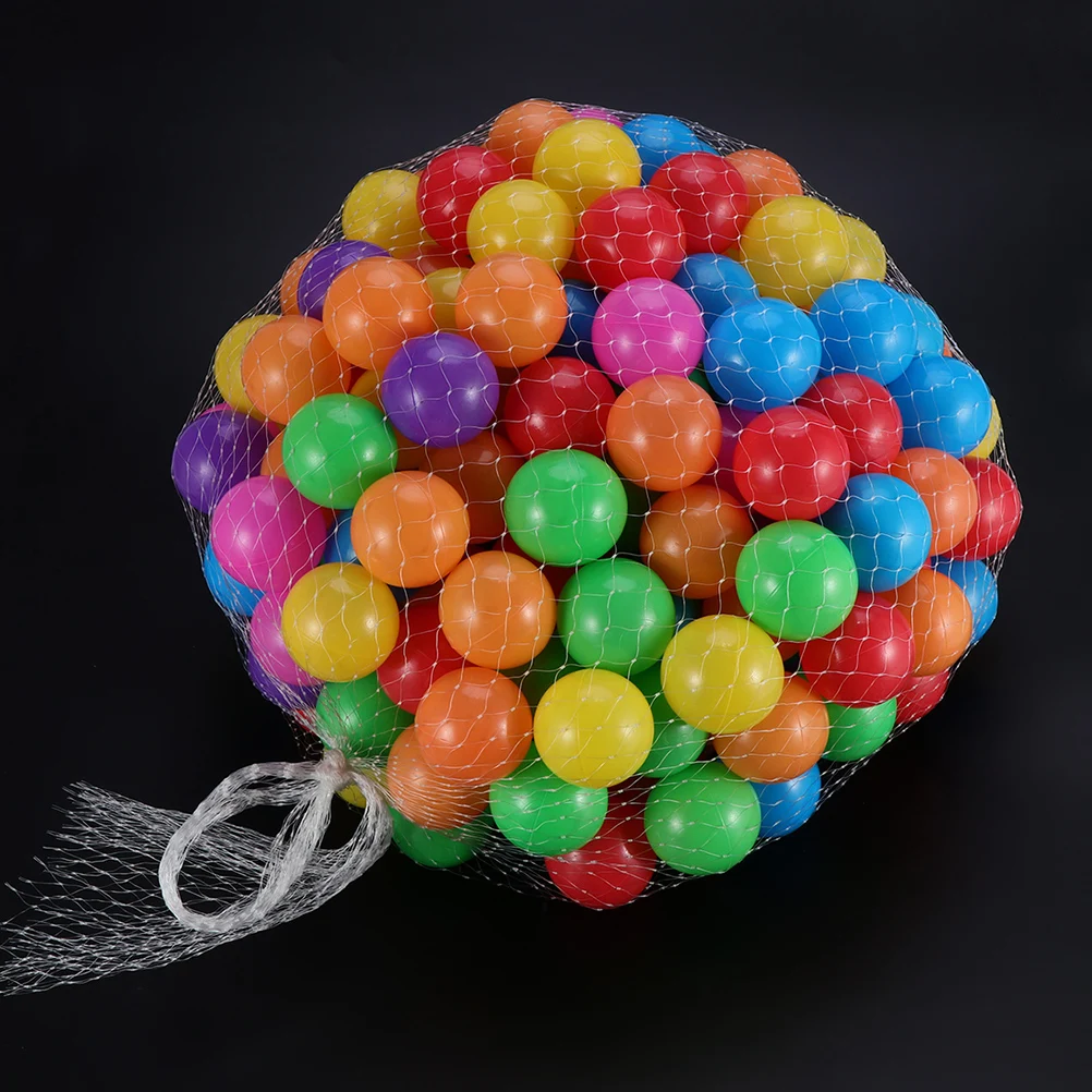 50 Uds. Bolas de plástico a prueba de bolas oceánicas, parque infantil educativo para baño para niños, bolsa de malla de almacenamiento para casa de rebote