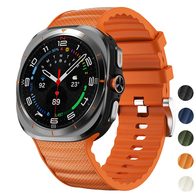 Uhrenarmband für Galaxy Watch Ultra 2025 47mm, Armband für Samsung Watch Ultra 47mm, Sport-Silikon-Nylon-Armband