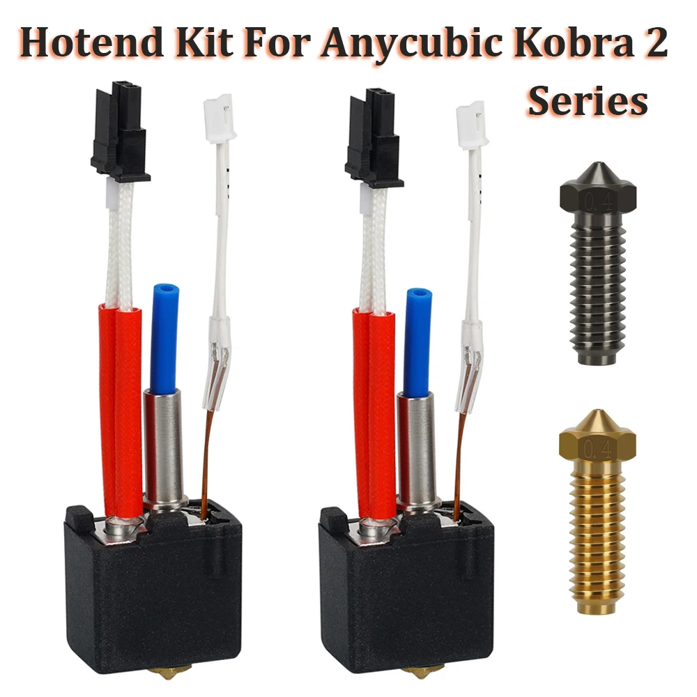 1/2 juegos de Kit Hotend de 24V y 60W para impresora 3D Anycubic Kobra 2 Kobra 2 Neo Pro Plus Max, cabezal de impresión, boquilla de volcán de acero duro y latón