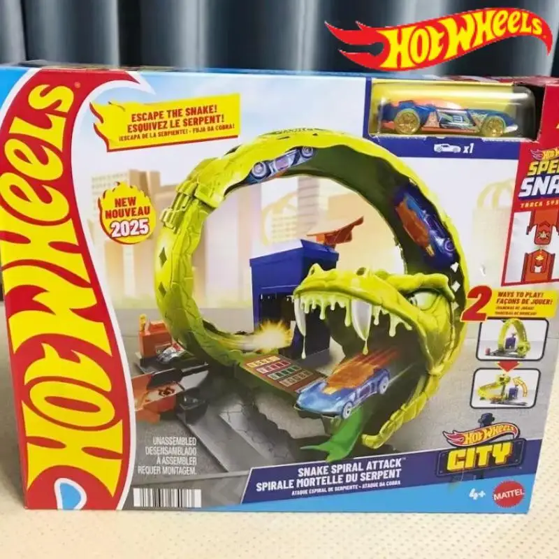

Оригинальный набор Hot Wheels Rail Toy City Challenge: Кобра и Бэт-кар, модель машинки для гонки по трассе, литая машинка, подарок на день рождения или праздник.