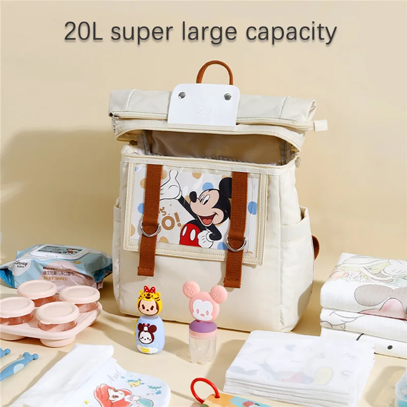 Disney Flap Large Opening Mommy Backpack Baby Diaper Bag For Mom Travel Baby Outdoor Storage Bag Pocket Stroller Straps