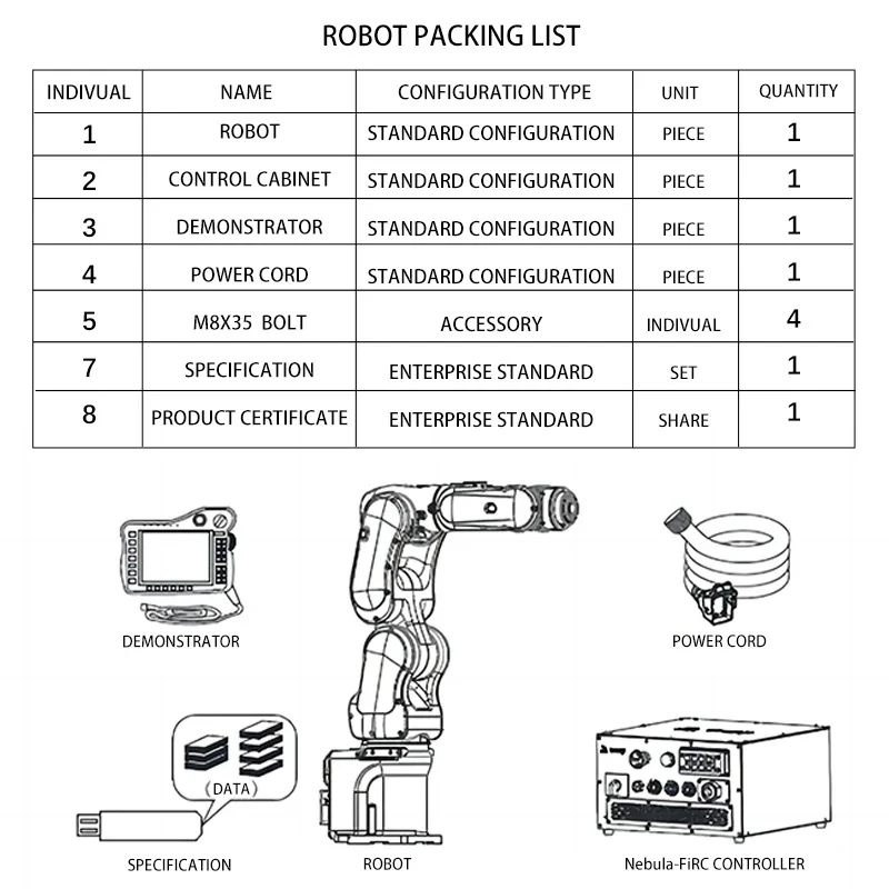 TIANJI  6 Axis Industrial Robot Arm 4kg Payload Metal Automated Robotic Arm Manipulator Handling Robot