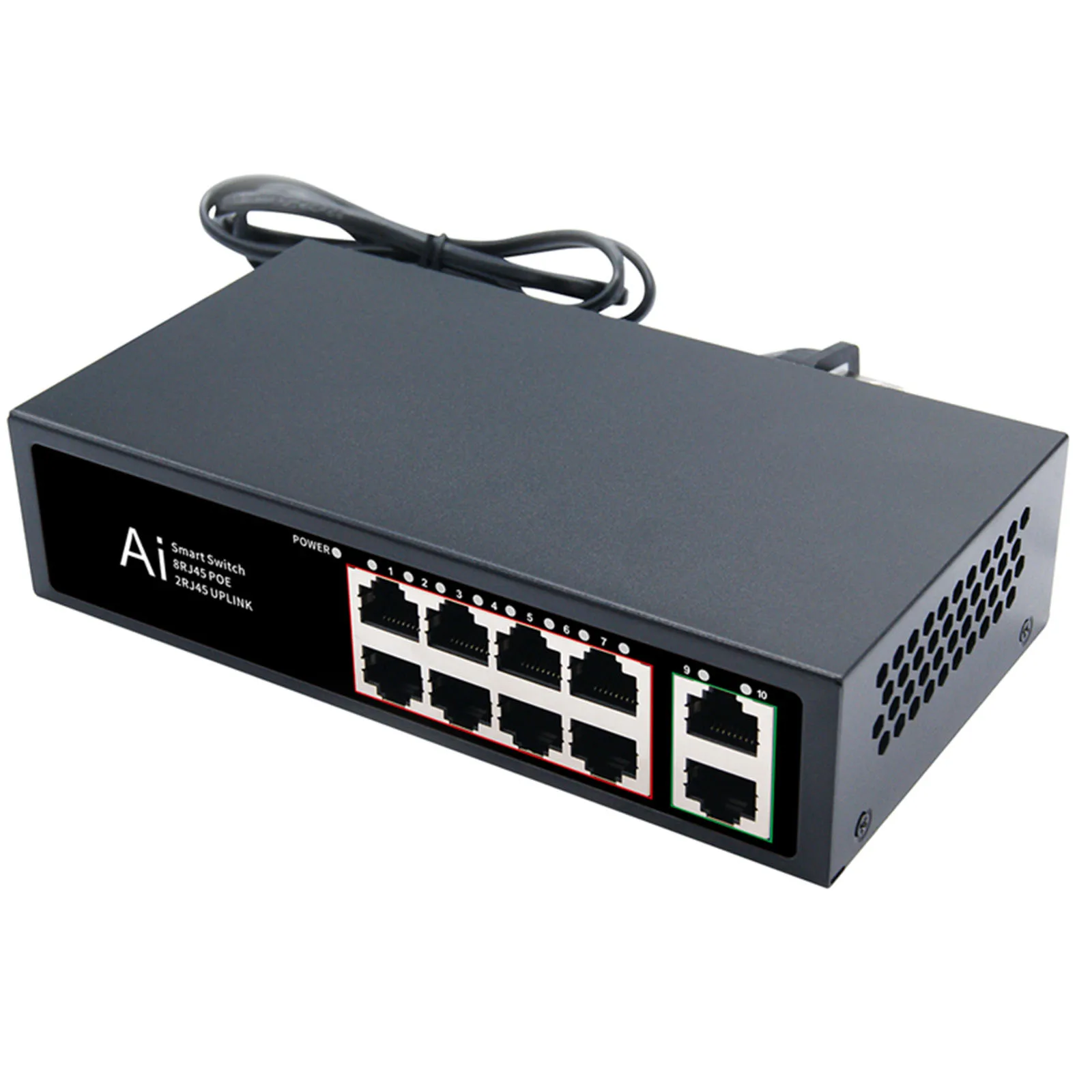 Imagem -03 - Terow-switch Inteligente de Rede Ethernet Switch Poe Padrão Portas 100mbps para Câmera ip Roteador Wi-fi 10 Portas Atualização