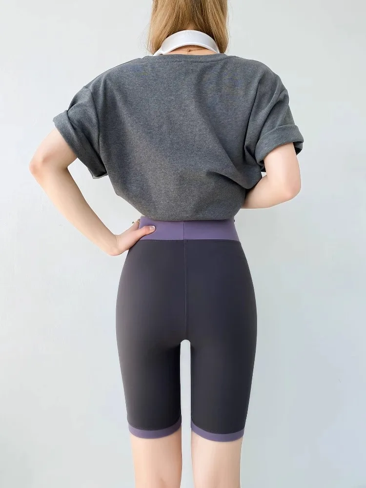 Women's Fitn arkskin Tight Pants Summer Thin Riding Pants High Waist Elastic Base Layer Pants Casual Five-Quarter Length
