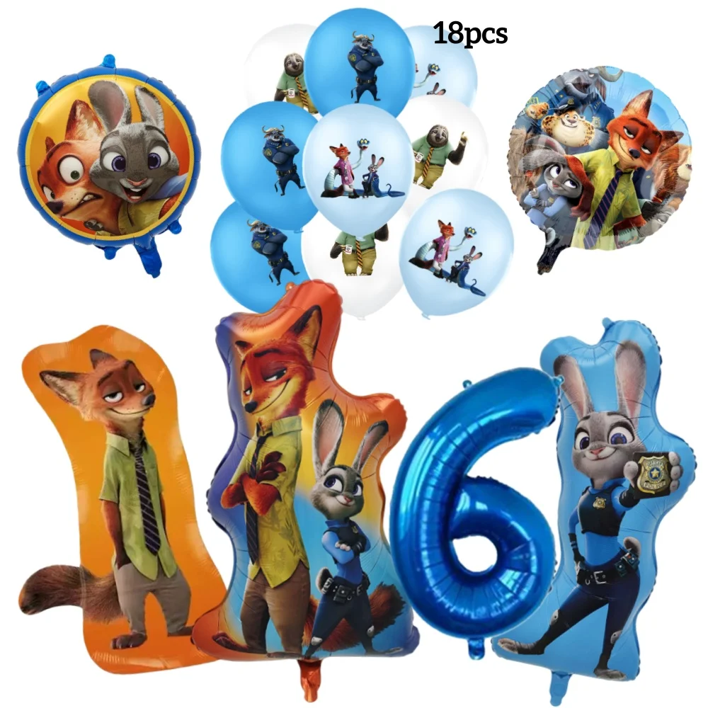 

24pcs Disney Zootopia 2 Theme Balloons Anime Movie Kid Nick Judy Rabbit Birthday Party Decoration Baby Shower Toy Party Supplies