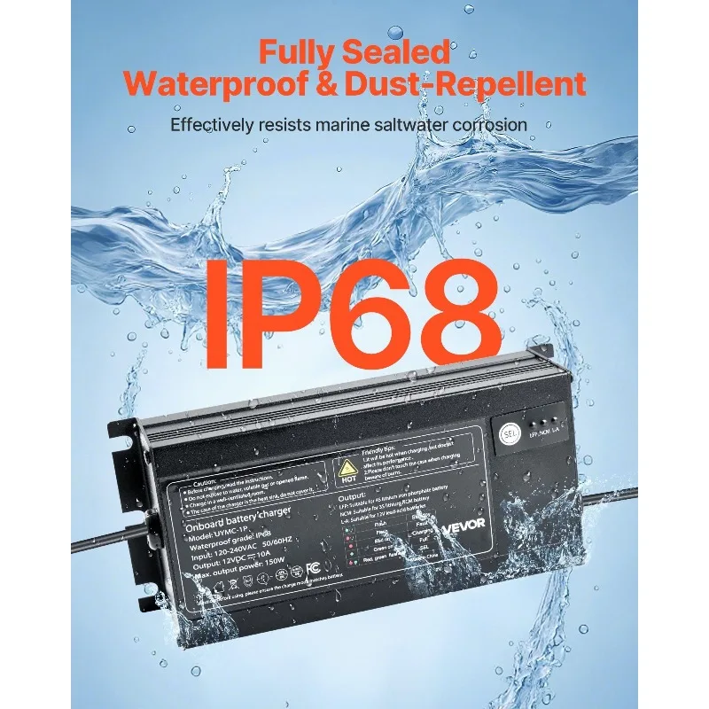 1-بنك 10A 12V شاحن بطارية بحري ذكي على متن IP68 قارب مقاوم للماء RV #4