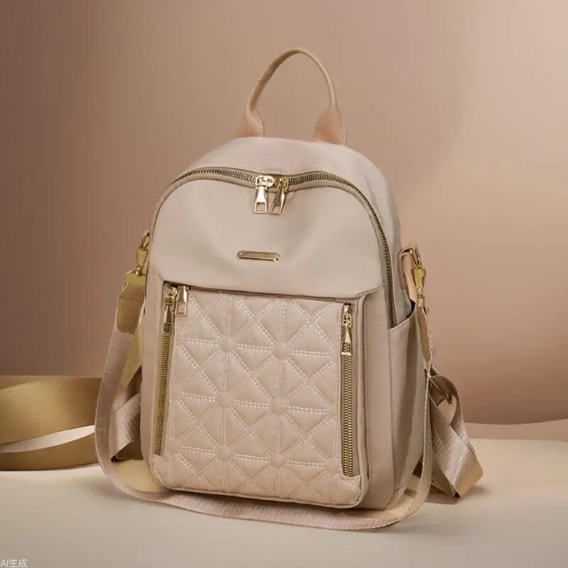 

Ladies' Fashionable New Soft Leather Backpack Waterproof, Anti-Theft Pocket, Shoulder Bag, Crossbody Bag, Backpack, Diamond Grid