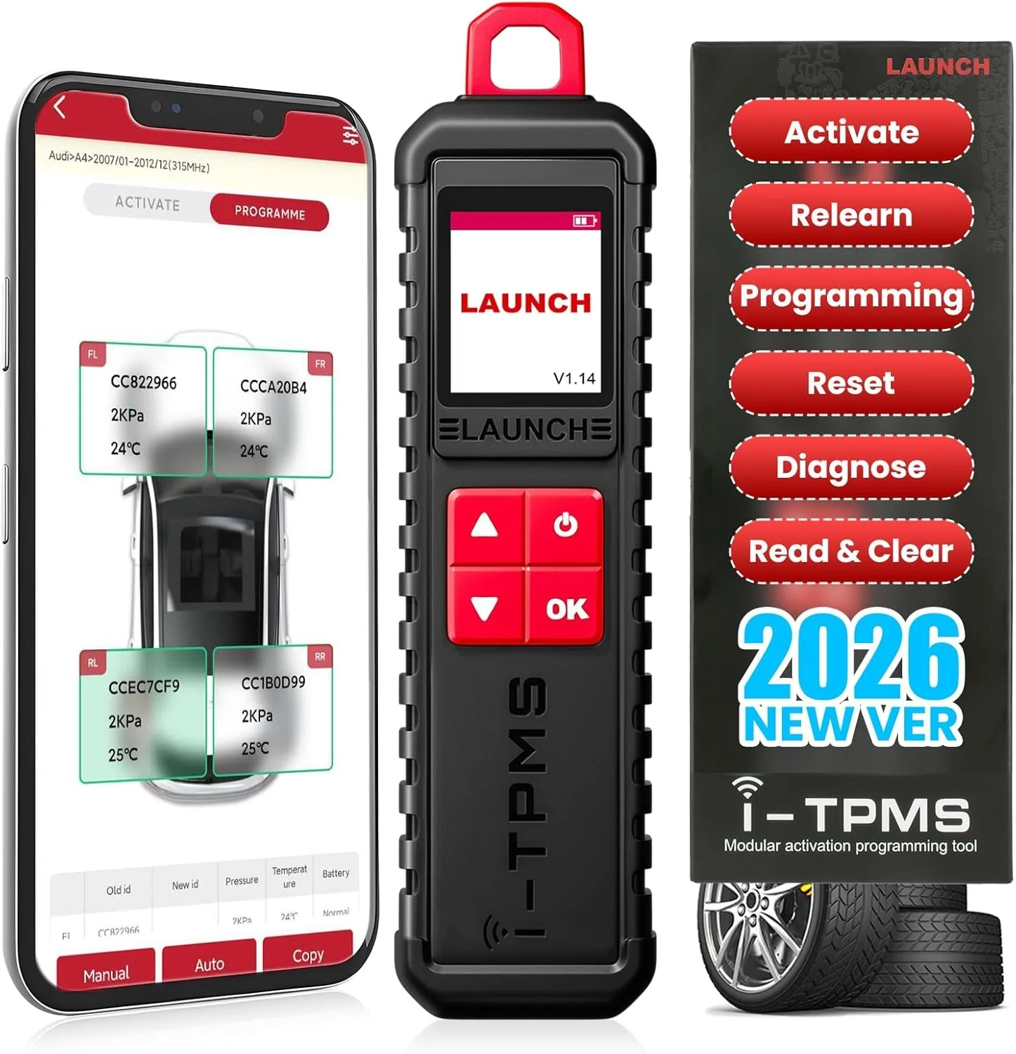 Herramienta de Servicio TPMS Portátil i-TPMS, Compatible con el Escáner X-431 y la Aplicación i-TPMS, Admite Todos los Sensores de 315/433MHz