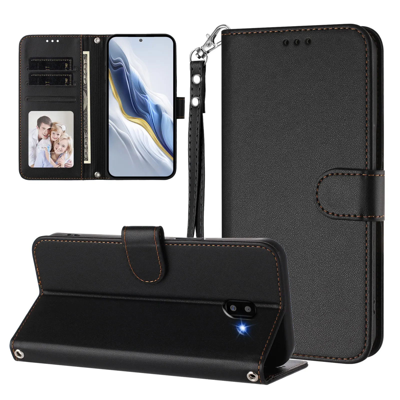 Leather Flip Wallet Case For Samsung Galaxy J7 J3 Pro J6 J4 Plus J5 F62 F54 F42 F34 F23 F16 F14 F06 F05 F04 Protective Cover view 6