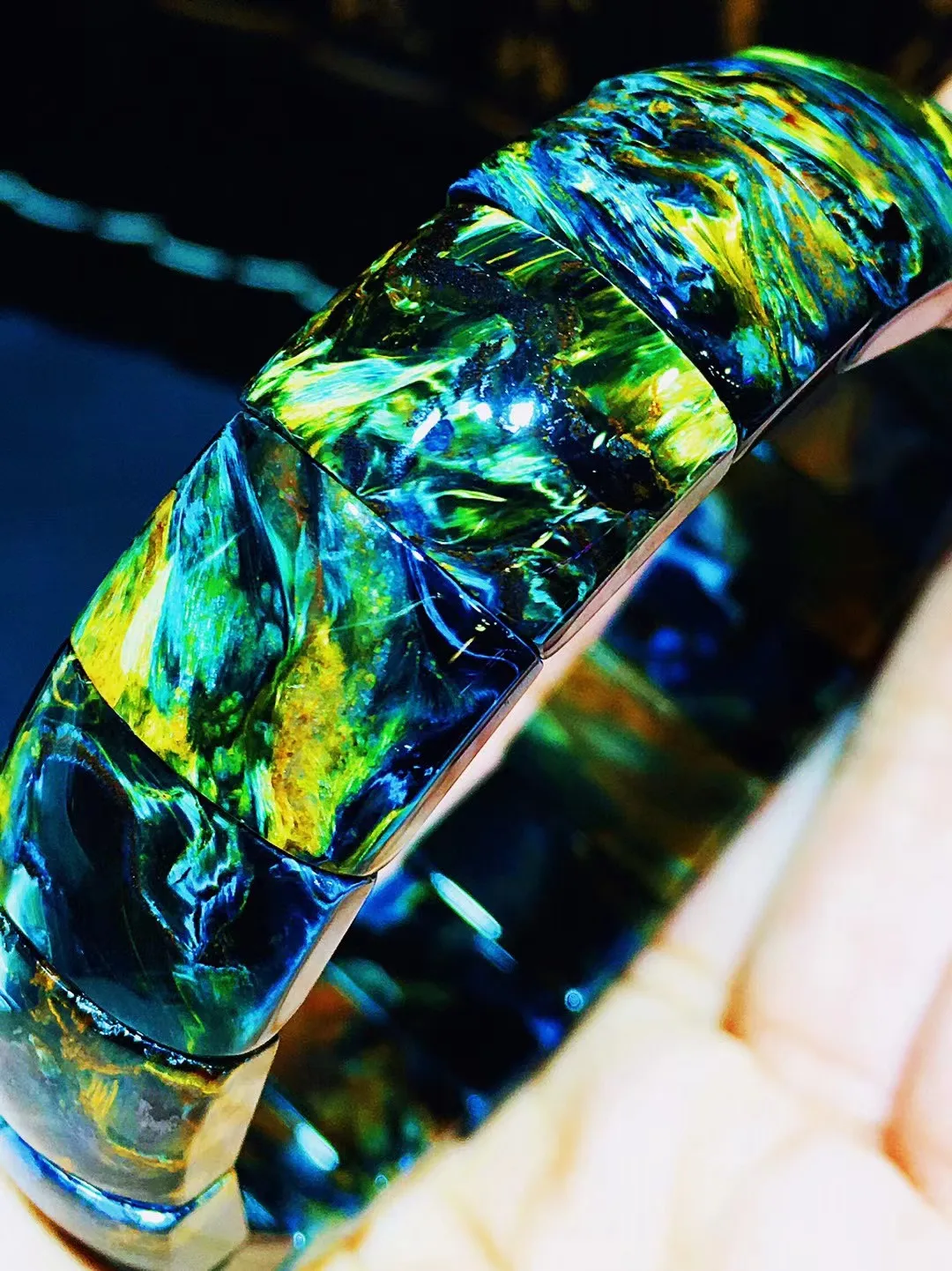 

Натуральный синий Питерсит Chatoyant браслет большие украшения 16x12x7 мм прямоугольник исцеление кошачий глаз Намибия для женщин и мужчин AAAAAA