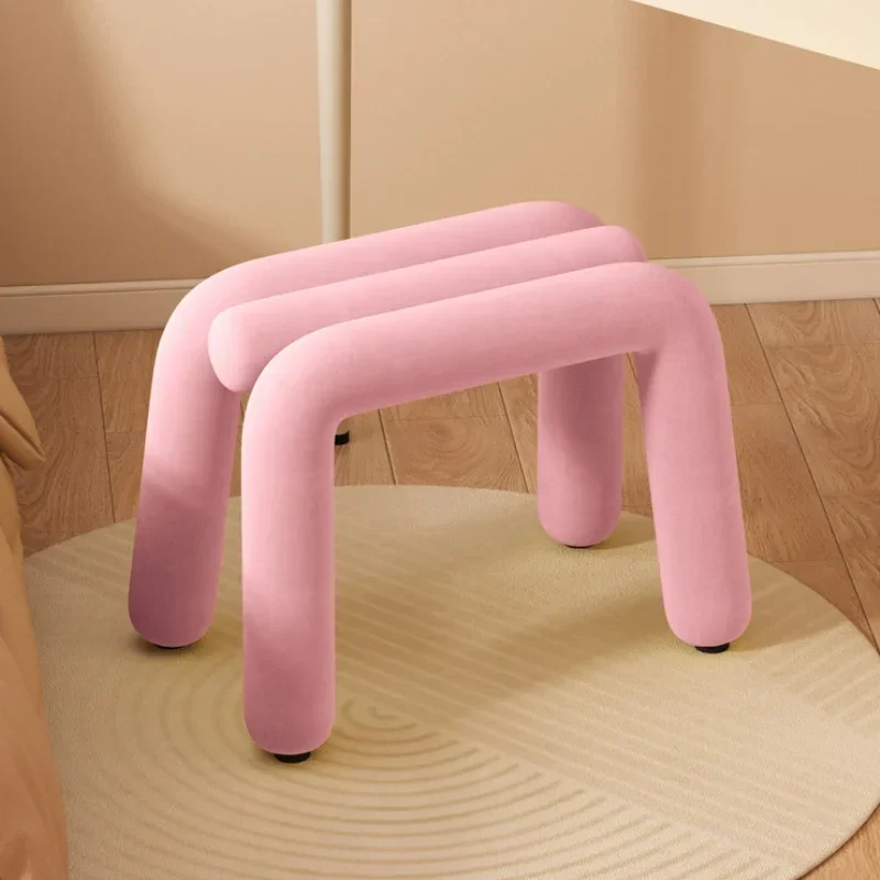 Cream Style Bedroom Vanity Stool Modern Minimalist Design Luxury French Living Room Footstool Doorway Changing Shoes Stool