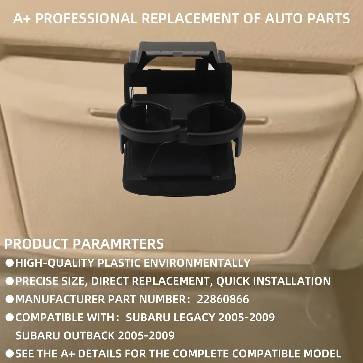 Dasbecan Rear Console Cup Holder Assembly for Subaru Legacy Outback 2005-2009, Replace 66150AG01CWA 66150AG01BWA 66150AG01AWA