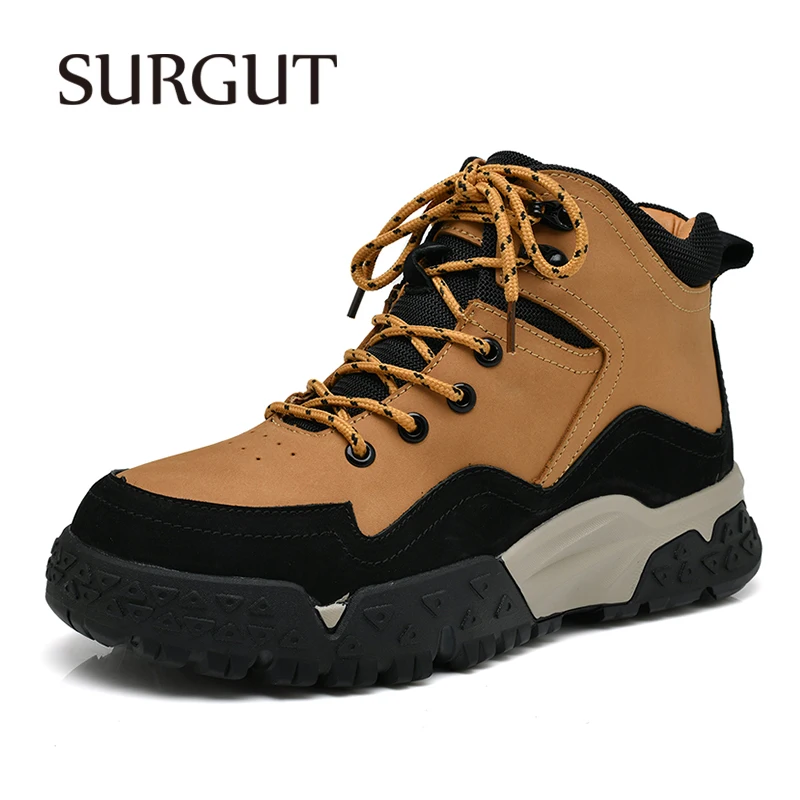 

SURGUT Street Vintage Style Winter Autumn Fashionable Men Boots Comfortable Soft Breathable Men's Non-Slip Ankle Boots